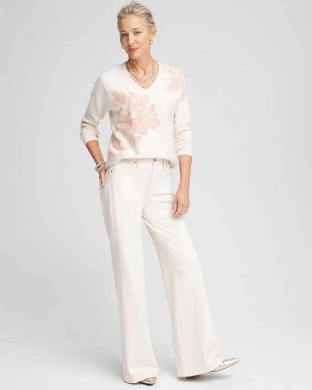 Jacquard Floral Pullover Sweater - image 2